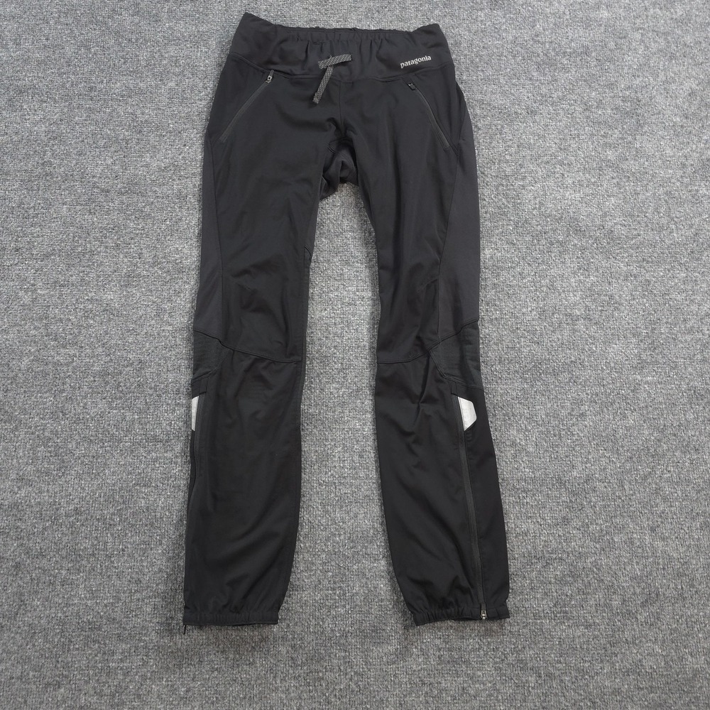 Patagonia Pants Womens XS Black Wind Shield Running Track Reflective Jogger Zip